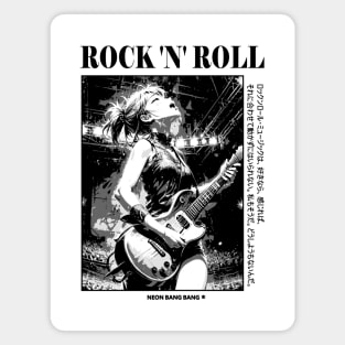 Rock and Roll - Anime Manga Aesthetic Black and White Magnet